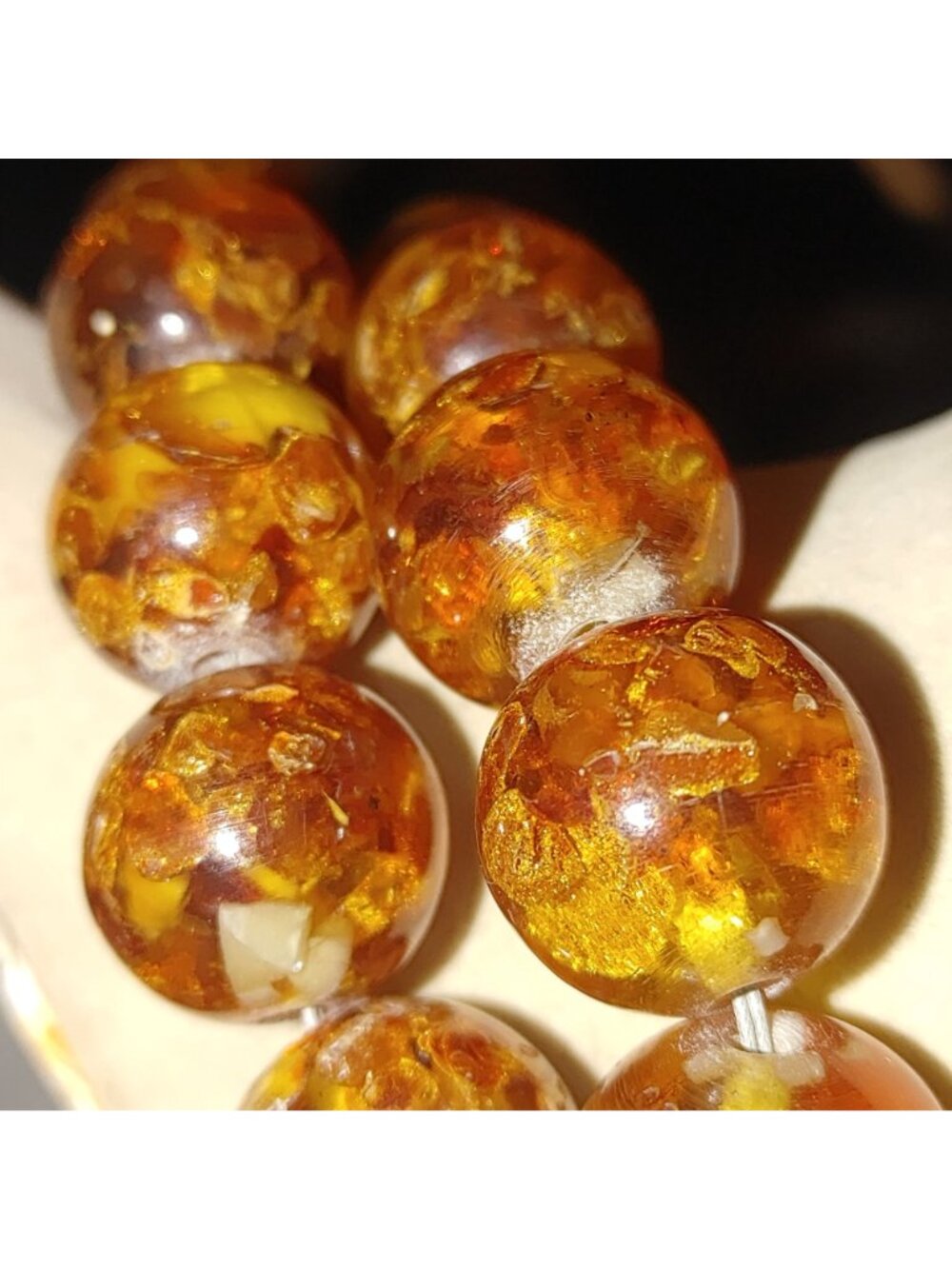Double Strand Amber Bead Necklace Vintage Sterling Silver Clasp 206g 15mm Beads - Picture 9 of 16